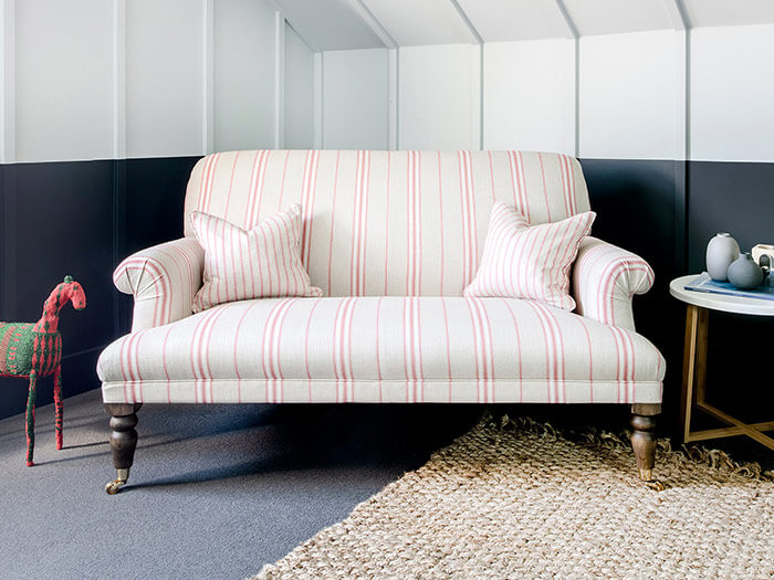 Midhurst 2 Seater Sofa in Cloth 18 Stripe Regimental Currant